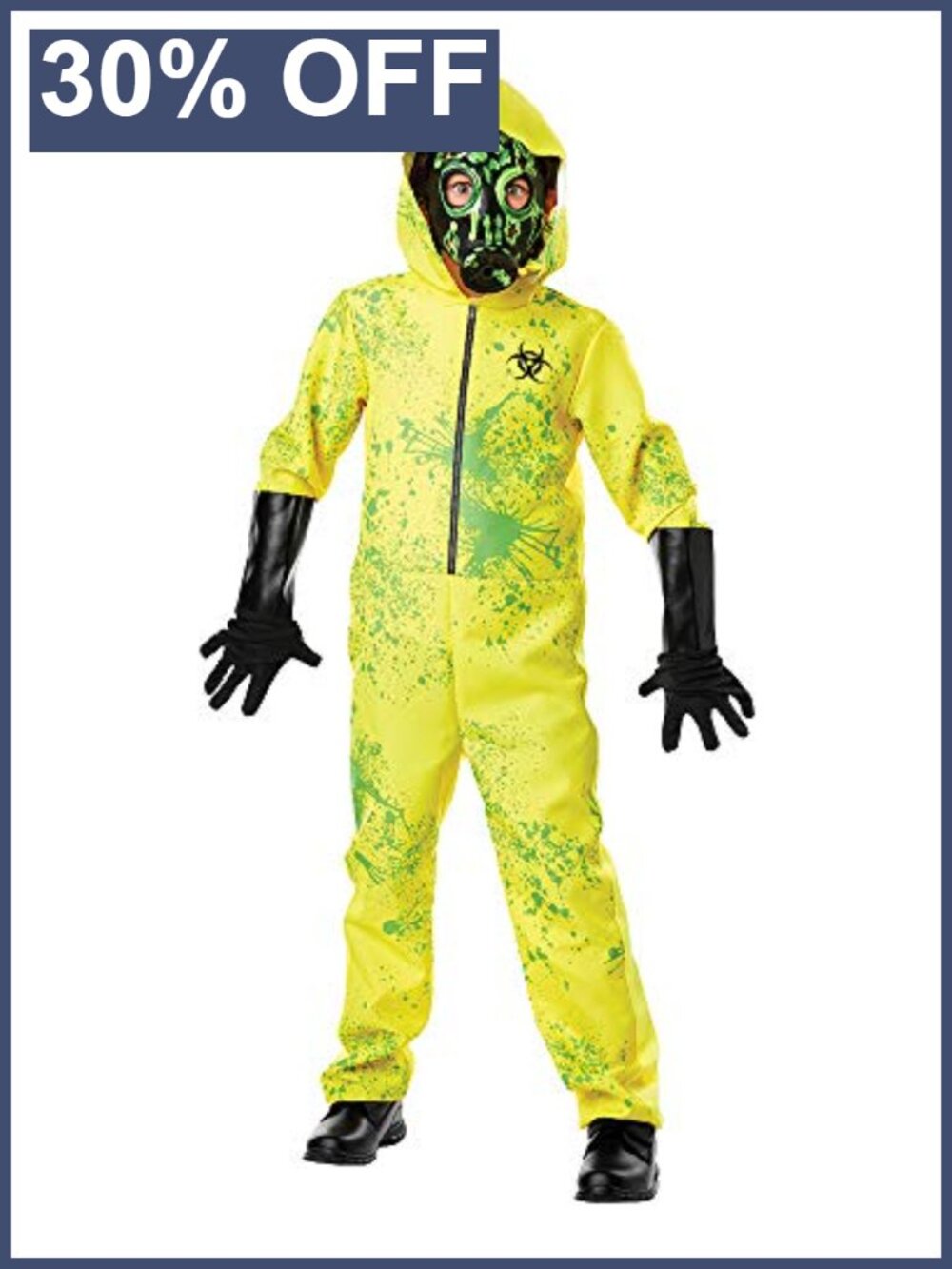Child Hazmat Cosplay Costume Jumpsuit Hood Mask Gloves Halloween Role Play